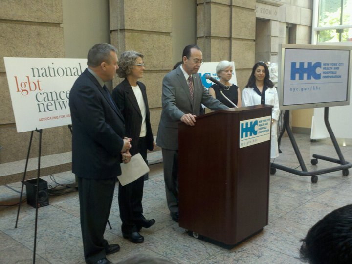 Liz and the National LGBT Cancer Network presenting a groundbreaking partnership for LGBTQ healthcare with New York City Health and Hospitals Corporation