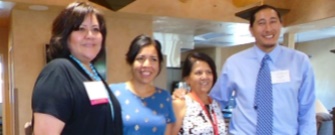 Left to right, Randella Bluehouse, Nicole Jaramillo-Abeyta, Emma Abeita and Juan Rey Abeita gather in the Adult Day Center