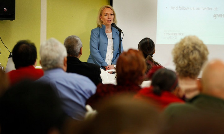 Nora Super addresses the crowd at our May 7th Town Hall in Los Angeles.