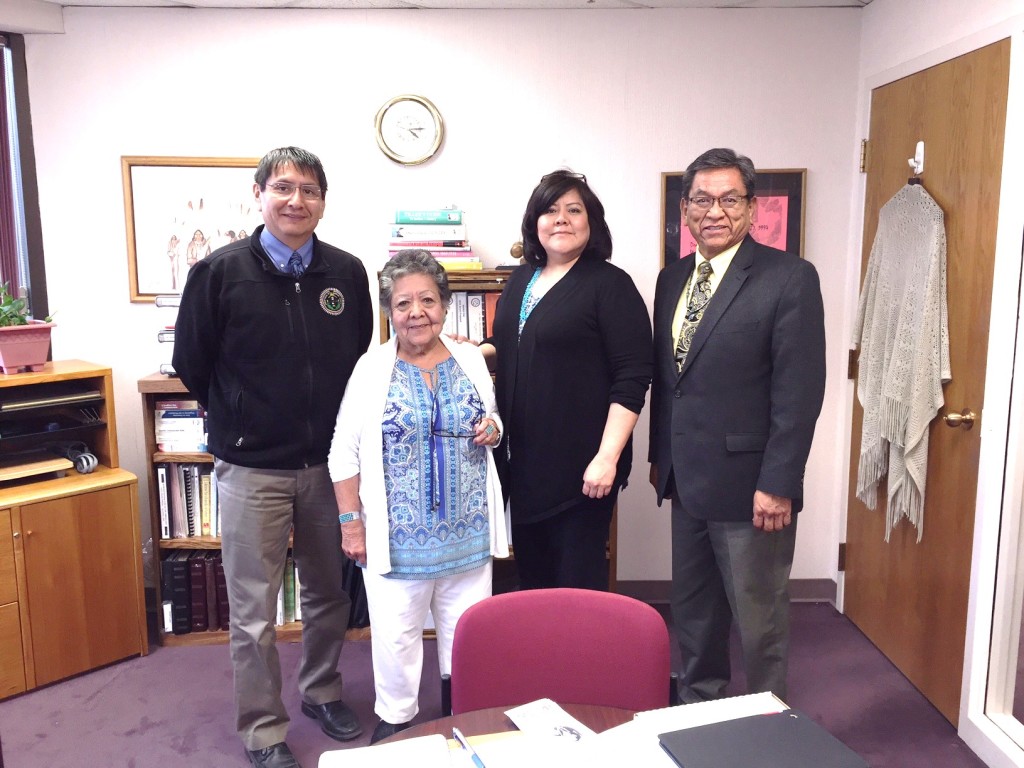 (L-R) Navajo Nation Vice President Jonathan Nez, Alta Bluehouse, Administrator, Annie Wauneka Life Care, Randella Bluehouse, Executive Director, National Indian Council on Aging, Inc., Navajo Nation President Russell Begaye.