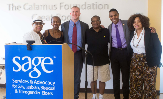 I stand with NYC Councilmember Ritchie Torres and SAGE participants as we announce the new NYC housing developments. Image courtesy NYCHA.