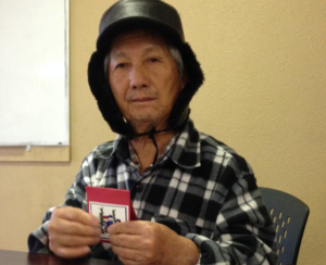 Vong Vang Xiong fought in Laos for six years in the CIA’s Secret War. He does group crafts to help deal with depression. (Alice Daniel/KQED)